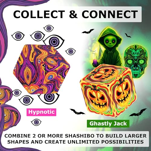 Image of Shashibo Seasonal Halloween - Shape Shifting Box - Award-Winning, Patented Magnetic Puzzle Cube w / 36 Rare Earth Magnets - Fidget Transforms Into Over 100+ Shapes (Hypnotic Digital)