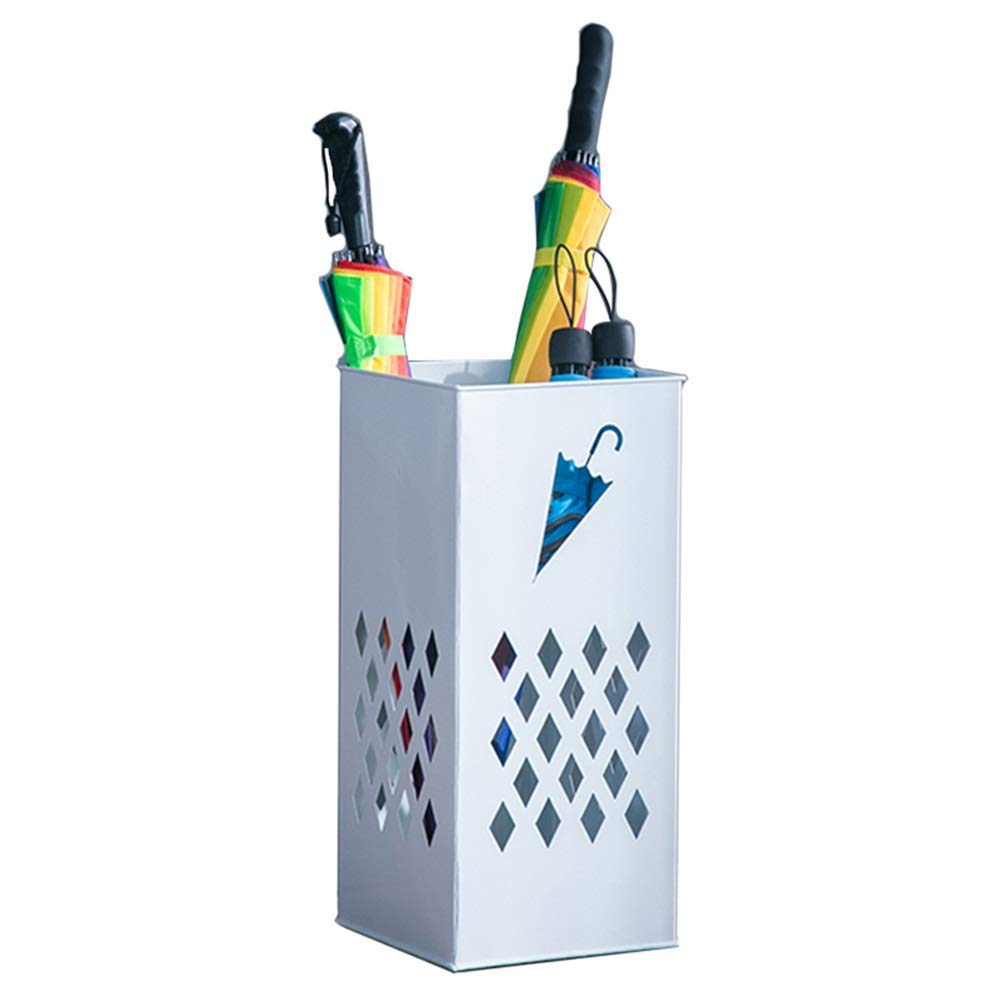Porte-parapluie carré métal blanc pour entrée de maison et bureau