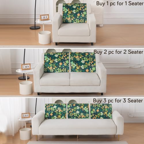 Image of HOKIPO 'Nature Muse' 1 PC Backrest Mat for Sofa Cover | Premium HD Printed Holland Velvet Mat, Emerald Garden (IN-922-L-D4)