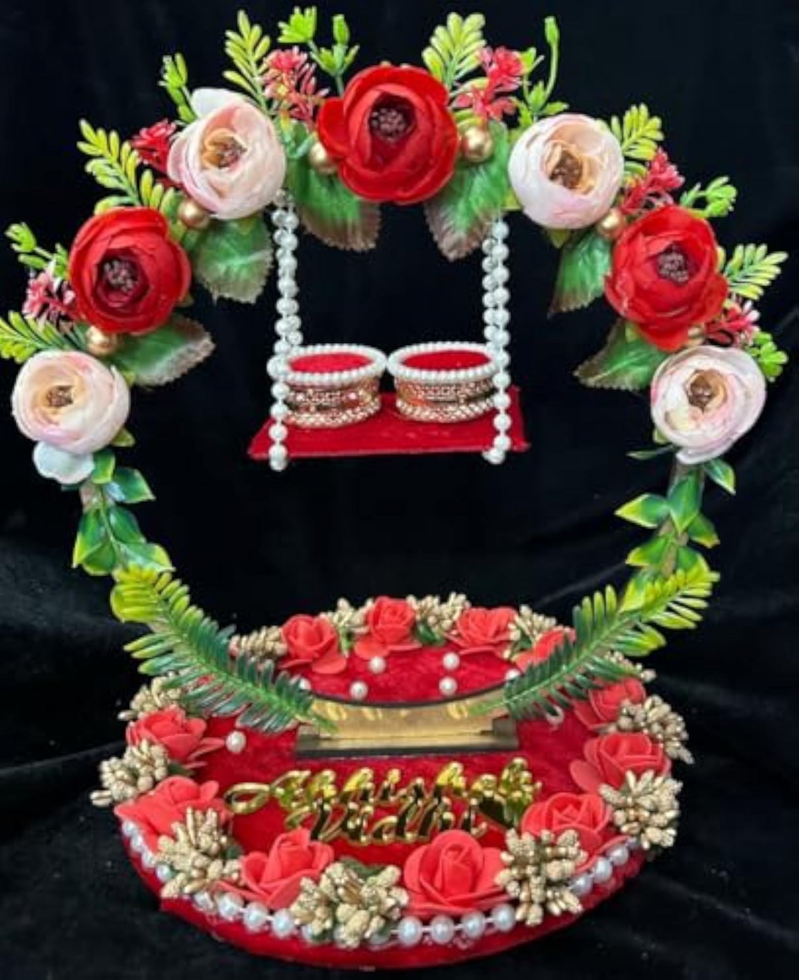 Designer Ring Platter with Floral Decoration