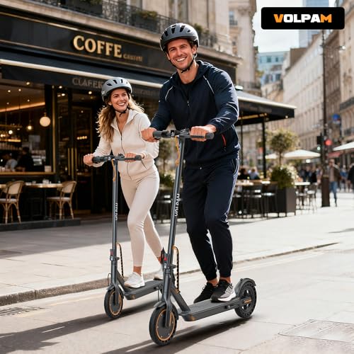 Image of VOLPAM Adult Electric Scooter, 250W /350W /500WMotor, 6.5 inch /8.5 inch /10 inch Solid Tires, 10 /19 /22Mph, 32 /28 /23 /21 /18 /16 /10Miles Max Range, Dual Braking