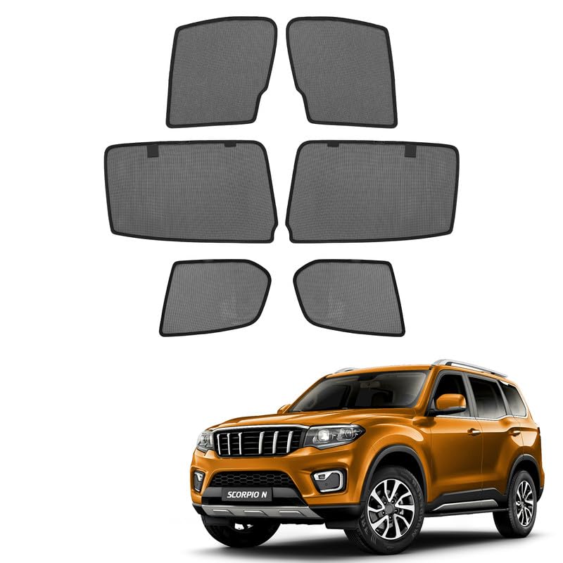 Image of Scorpio N Magnetic Sun Shades /Curtains - Set of 6pcs (Row A /B /C) Suitable for Scorpio N 2022 Onwards