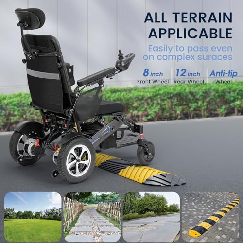 Image of WheelWavi Electric Wheelchair for Adults, 500W Motor Foldable Lightweight Power Wheelchair with 25 Miles Range, All Terrain, Back can be Raised and Adjusted for Reclining