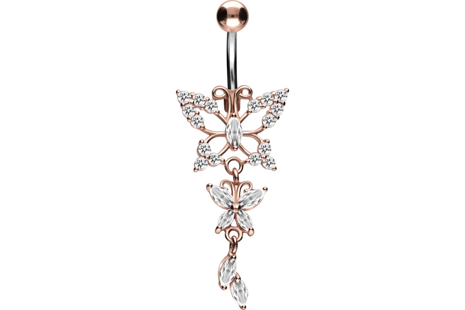 PIERCINGLINE piercing ombligo titanio | Mariposas plata 925 | Piercing Bananabell Plátano | selección de color