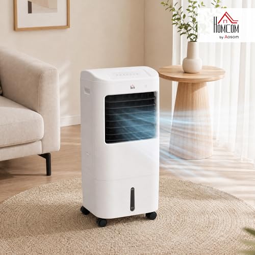 HOMCOM Portable Evaporative Air Cooler, 3-In-1 Ice Cooling Fan, Bladeless Swamp Cooler and Humidifier with 15L Water Tank, Remote Timer, 60° Oscillating, for Home Office Bedroom image 8