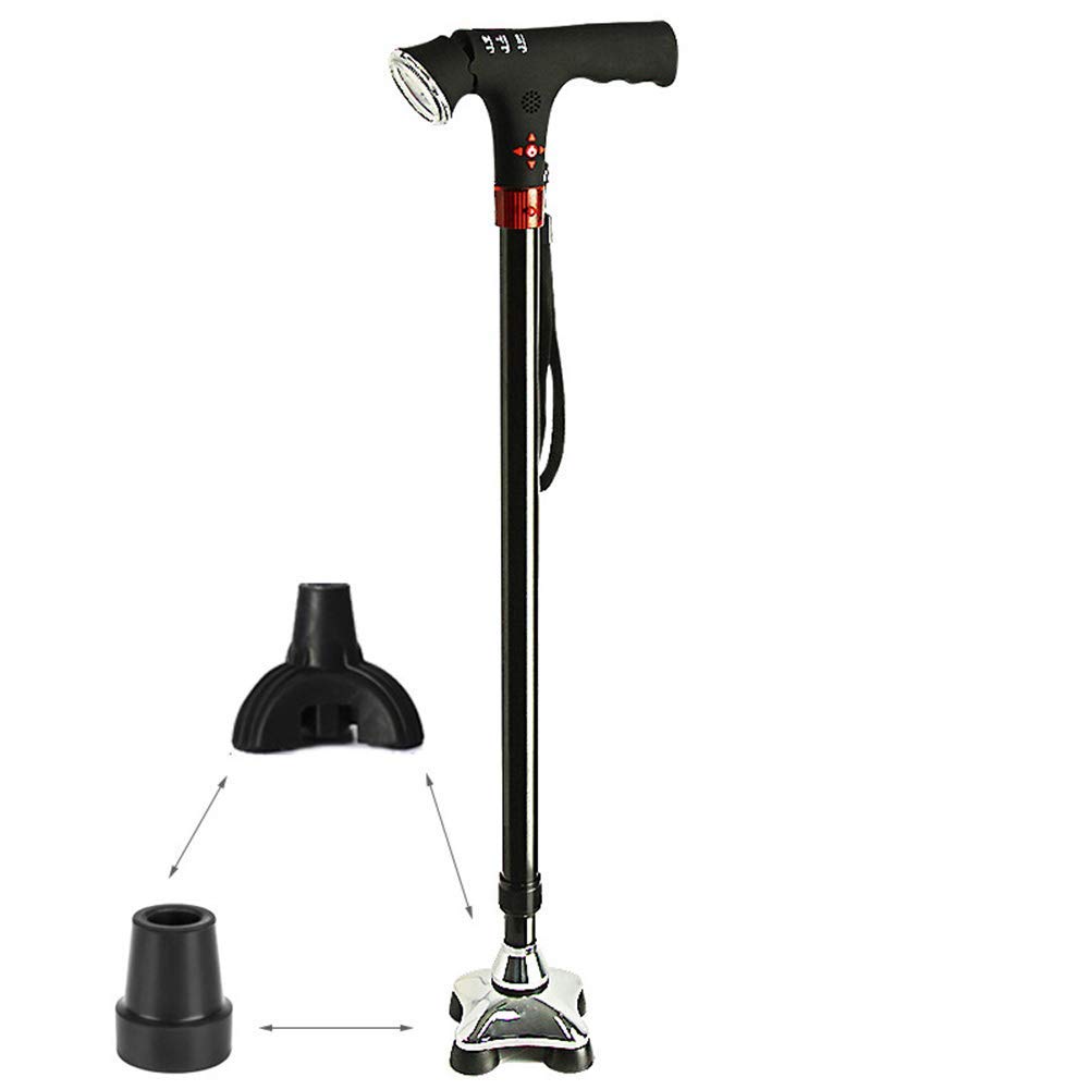 BJH Bastón con luz LED con Mango ergonómico Altura Ajustable 3 Pies Antideslizantes Bastón Interesting