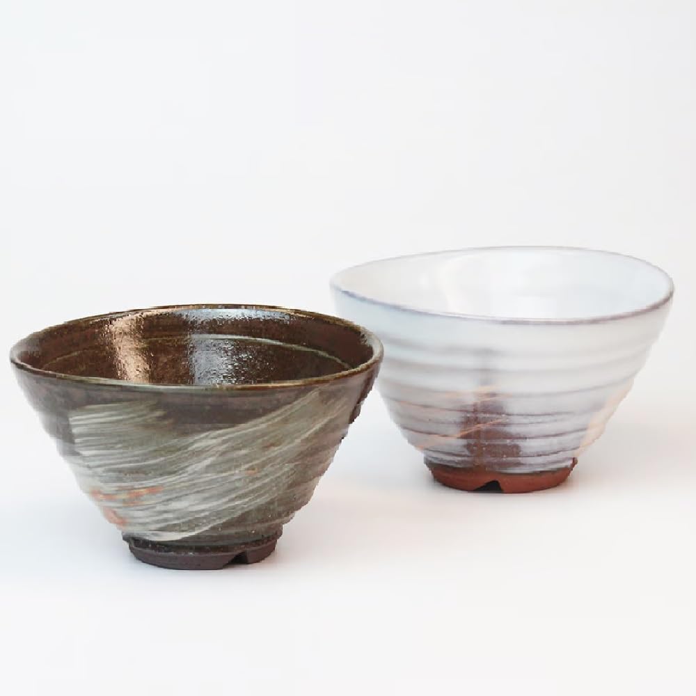 Amazon | 萩焼 二彩茶漬け碗ペア 萩陶苑 椿秀窯 | 飯碗