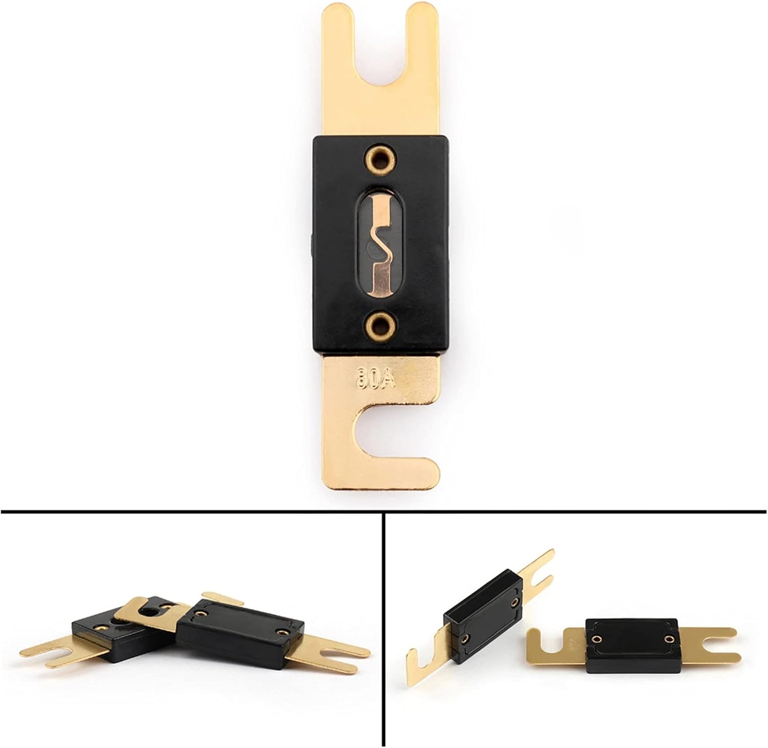 Fuse 30A-500A AMP Gold Plated Blade Fuses 2PCS Connector(40A)