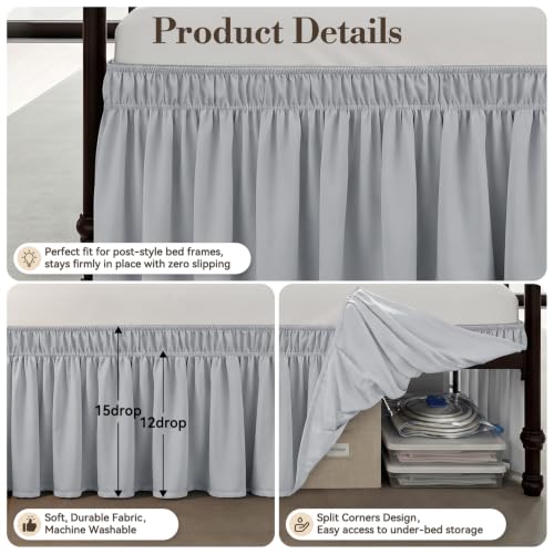 RIMELA Bed Skirt with Split Corners, Twin, 15 Inch Drop, Ice Grey by RIMELA - Used condition - Image 4