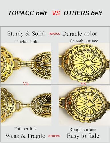 Image of TOPACC Western Metal Concho Belt for Women Cowgirl Chain Belts for Dresses Jeans Country Concert Outfit