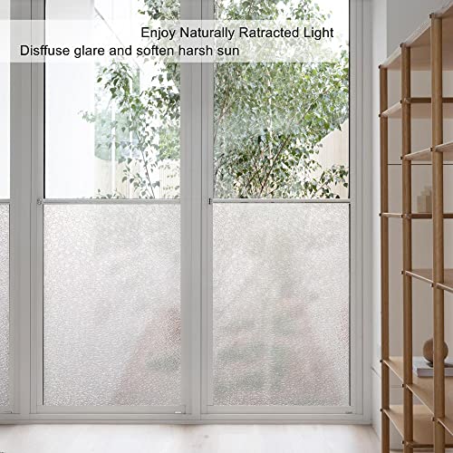 Feomos Ice Crystal Window Film Static Cling Window Privacy Film Vinyl Decorative Glass Decal Non Adhesive Removable Glass Film Uv Blocking For Home Office 35.4X78.7 Inches #TOP5