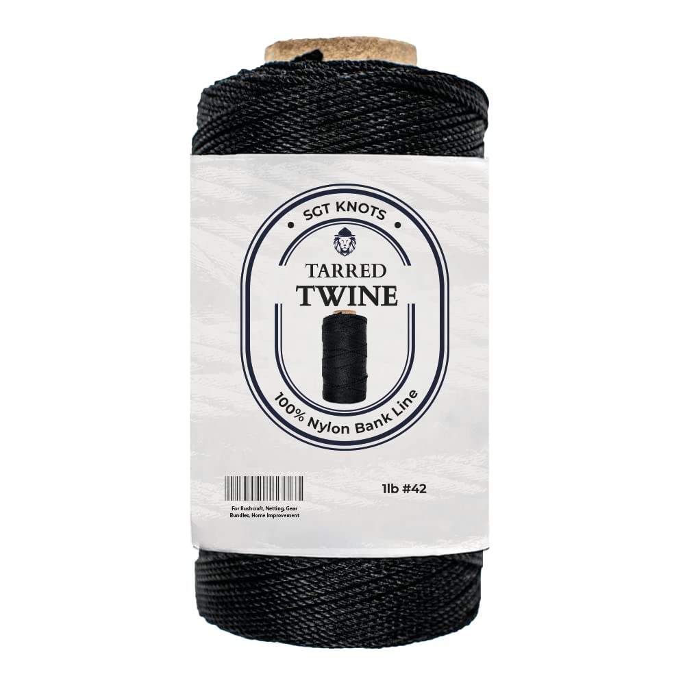 SGT KNOTS Tarred Twine Cord for Bushcraft, Nylon Bank Line - #42-1 lb