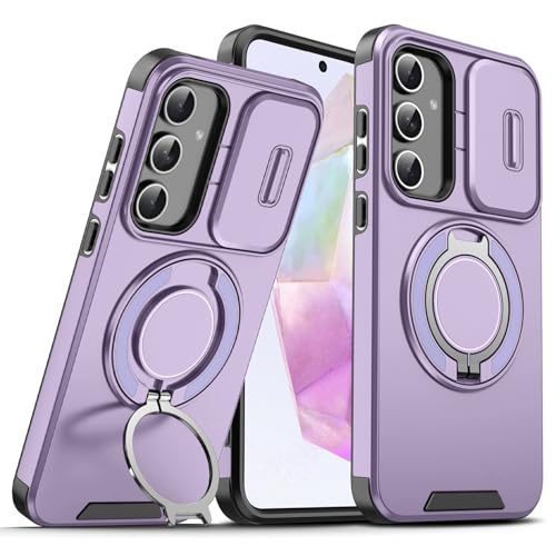 Coque violette antichoc avec anneau magnétique et support pour smartphone