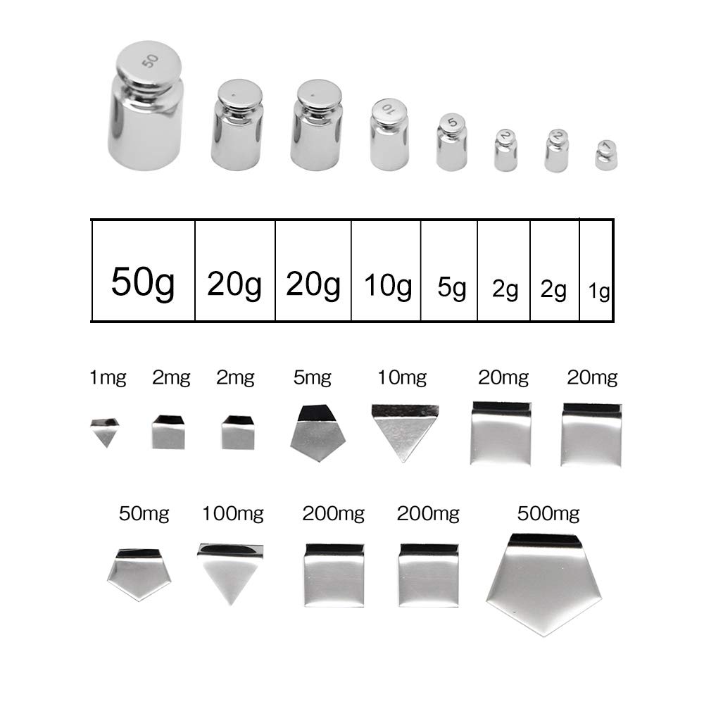 Huanyu F1 Calibration Weight Kit High Precision Stainless Steel 1mg-50g 20pcs