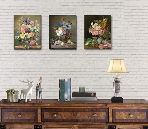 Image of msspart Flowers in a Porcelain Vase Classic Painting by Ferdinand Georg Waldmuller Canvas Wall Art, Vintage Floral Pictures Artwork Print for Living Room, Bedroom Dining Room Home Decor