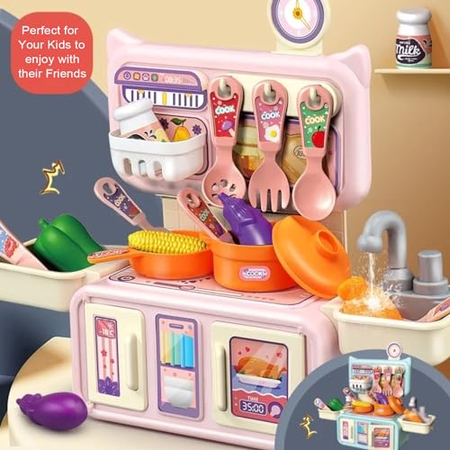 Image of VGRASSP Dream Kitchen Playset Toy Pretend Play Realistic Cooking Action Modern Kitchen Set - Real Like Working Sink - Random Color As Per Stock (Without Stove Small)