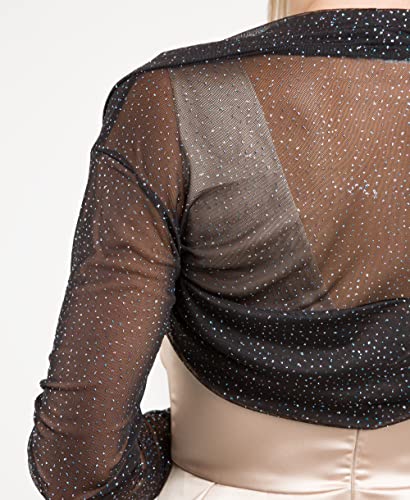 Krisp Ruched Long Sleeve Mesh Shrug, Multi Glitter (7537), Small, Uk 10, 7537-Mul-10 #TOP3