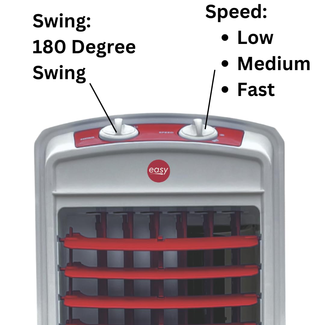 EASY Turbo High Speed Tower Fan for Home | 180W Turbo Motor, 25ft Air Circulation, Adjustable Airflow | 1300 RPM | White & Red 3