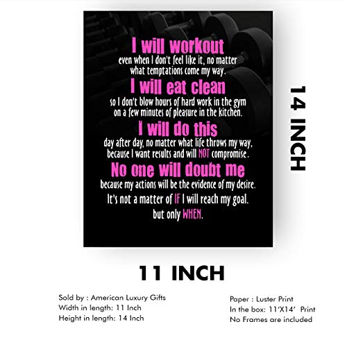 "I Will Workout & Eat Clean" Motivational Quotes Exercise Wall Sign-11 x 14" Inspirational Fitness Art Print-Ready to Frame. Positive Decor for Home-Gym-Weight-Locker Room. Great Gift of Motivation! 8 "I Will Workout & Eat Clean" Motivational Quotes Exercise Wall Sign-11 x 14" Inspirational Fitness Art Print-Ready to Frame. Positive Decor for Home-Gym-Weight-Locker Room. Great Gift of Motivation!