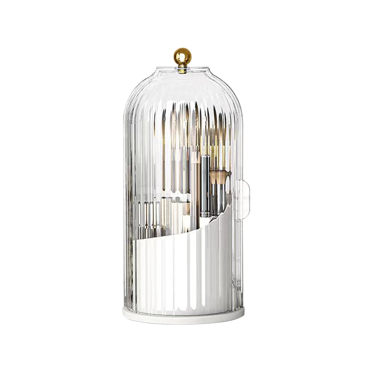 Tiny AlpacaMakeup Brush Holder Toothbrush Holders with Sliding Lid Organizer Storage Box 360 Rotating Clear Dustproof Bathroom Counter Stand Sink Organizer Caddy for Vanity Makeup Brushes Holder