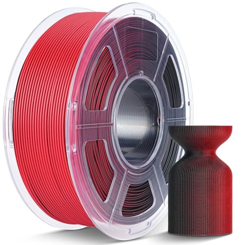 JAYO Dual Color Matte PLA 3D Printer Filament 1.75mm, Black-Red Two-Tone PLA, Matte Finish Hides Layer Lines, ±0.02mm Accuracy, 1.1kg (2.42 lbs) Spool, Fit Most FDM Printers