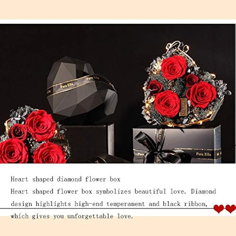 Fresh Red Roses Real Preserved Roses in a Heart Shaped Box Rose Box - Luxury Gift for Her Birthday Anniversary Valentine's Day (Red) B 181813CM (B 24 * 24 * 18CM)