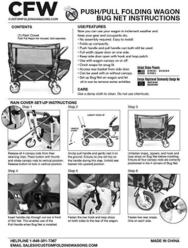 Creative Outdoor Distributor Bug Net Cover for Push Pull Wagons, Accessory