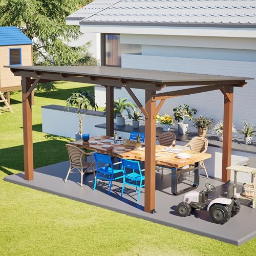 GreatCho Wooden Outdoor Gazebo,13x10ft Wooden Outdoor Gazebo with Sloped Metal