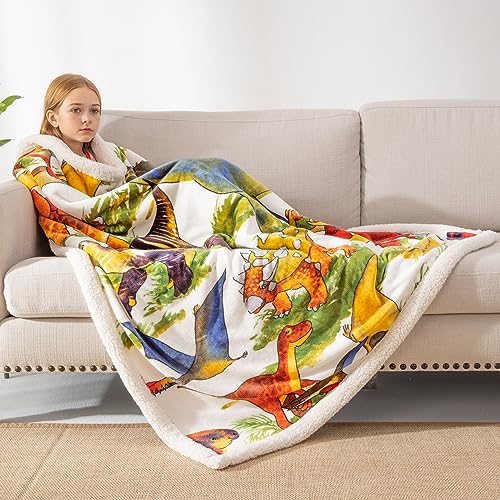 COSUSKET Throw Blanket for Kids Sherpa 50×60 inches, Jurassic Park Blankets, Super Soft Fuzzy Plush Flannel Blanket Boys Girls Gifts