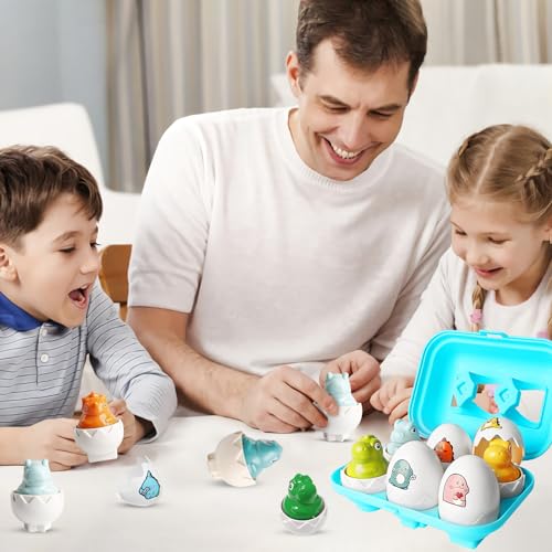 Image of Tinabless Hide & Squeak Dinosaur Eggs, Montessori Sorting & Matching Learning Toys for Toddlers Kids Boys Girls, Easter Basket Stuffers Gifts Party Favors