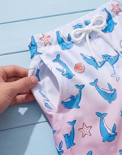 Image of AMYNICE Girls Beach Board Short with Liner Quick Dry Active Jellyfish Print | Swimming Trunks Swimsuit with Pockets Drawstring Surfing, Beach, Vacation and Holiday for Toddler Baby girl