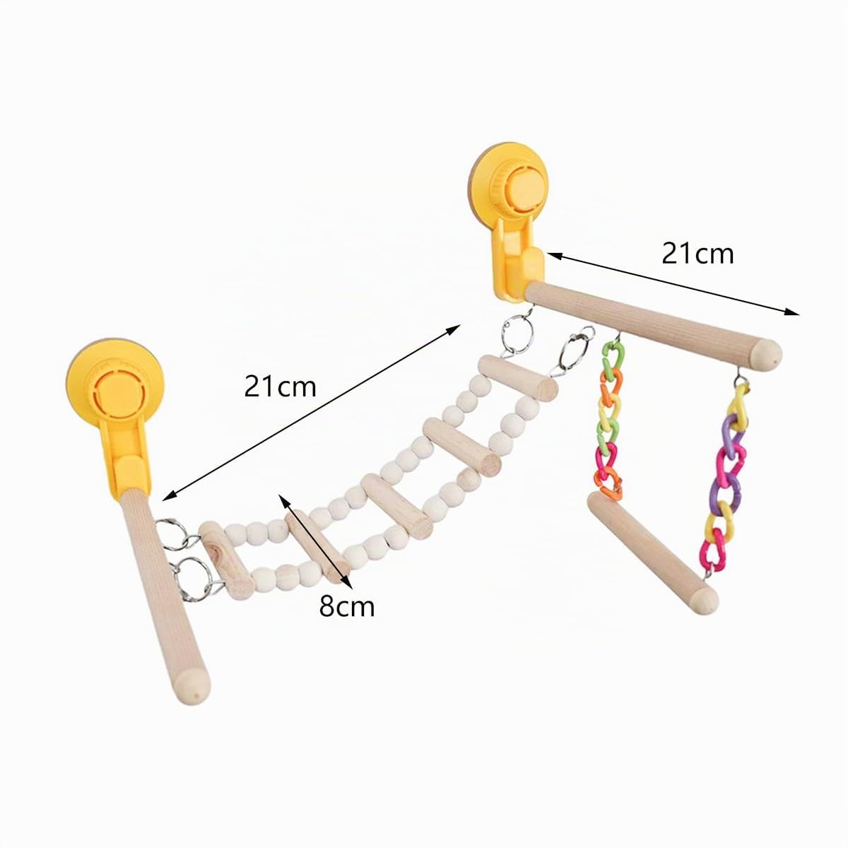 Percha de Madera con Ventosa para Ventana y Ducha, Centro de Actividades portátil, Soporte de Juego para Loros, periquitos y pájaros pequeños