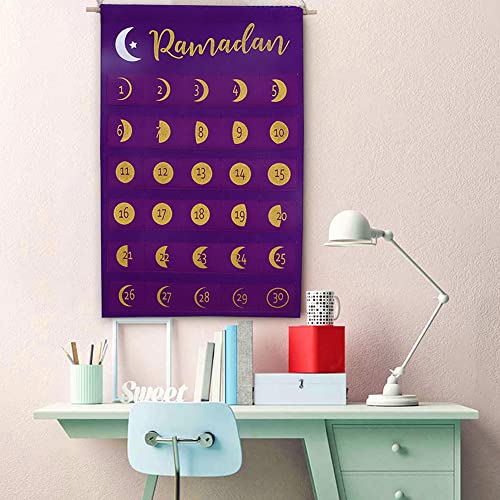 vitihipsy Calendrier du Ramadan/Calendrier de l'Avent du Ramadan/Eid Ramadan Mubarak Calendrier de l'Avent en Feutre Compte à Rebours Suspendu Musulman 2022 Cadeau Enfant Cover