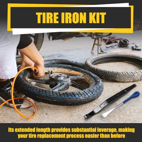 Image of 3 Pcs Tire Iron Kit Include 2 Pcs 10 inch Motorcycle Tire Spoons and a 15 inch Arc Levers Changing Repair Removal Tools for Dirt Bike Motorcycle ATV