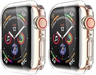 2 Pack HANKN Clear 40mm Case for Apple Watch SE Series 6 5 4 Screen Protector Case, Full Coverage Soft TPU Protective Shockproof Iwatch Bumper Cover (Clear+Clear, 40mm)