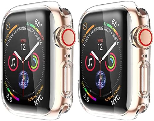 HANKN 2 Pack 45mm Clear Screen Protector Case for Apple Watch Series 8 7 45mm Case, Soft TPU Full Coverage Front Protective Shockproof iWatch Bumper Cover (Clear+Clear, 45mm)