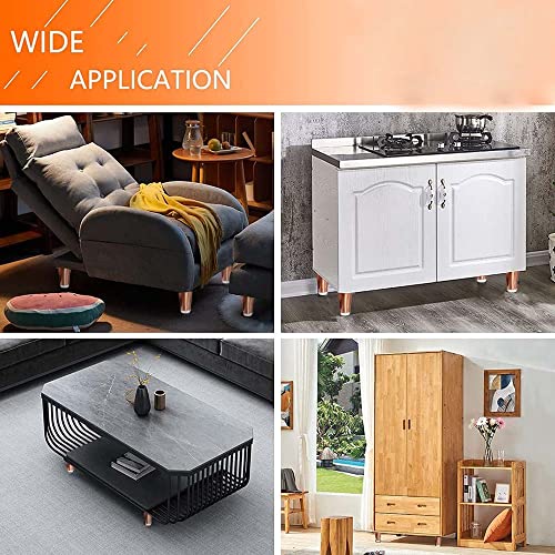 Image of VOLO Furniture Legs 3 inch, Heavy Duty Sofa Legs, Modern Style Furniture Legs, DIY Replacement SS Metal Legs for Table Cabinet Cupboard Sofa Couch Chair, (Set of 4 pcs)(A-67) (4 inch- 100 mm, Rose Gold)