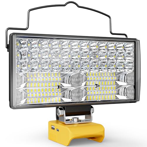 Ecarke LED Work Light Compatible with DeWALT 20V, 148W 14800LM Cordless Flashlight, 7" Battery Flood Light with Low Voltage Protect for Emergency, Job Site & Security Lighting(Tool Only)