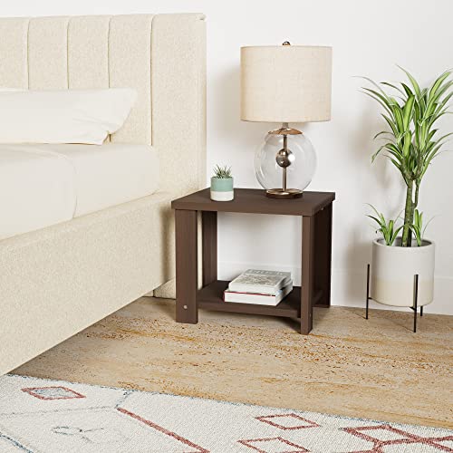 Image of Amazon Brand - Solimo Donkton Multipurpose Side Table with One Shelf (Engineered Wood, Acacia Dark)
