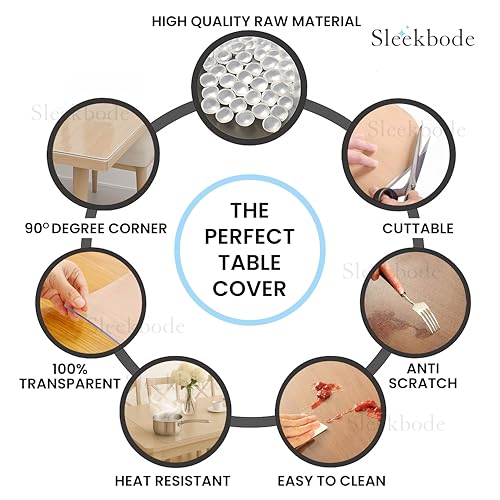 Image of 1mm Thick 36 * 84 Inch (3 * 7 Feet) Dining Table Cover 8 Seater Waterproof Heat Resistant Transparent Protector Sheet Clear Plastic Cloth Glass Mat Balcony Cover Dressing Study Small Side