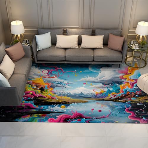 Tapis paysage icebergs lavable en machine pour une chambre propre et saine 120x160cm