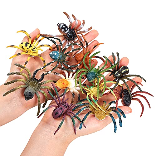 Pająki zabawki, 12 realistycznych kolorowych figurek tarantula, ozdoba na