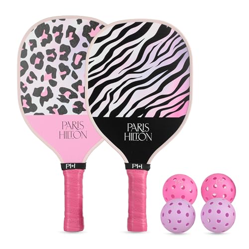 Paris Hilton - Pickleball Set 2-Player Wooden Paddles Precision Balls