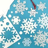 80 Pieces Snowflake Paper Cutouts with IDEA Guide, 2-Sided US Made Card Stock Punch Out White Snowflakes for Bulletin Boards, Classroom Decor - Small and Large Snowflake Decorations Winter Cutouts
