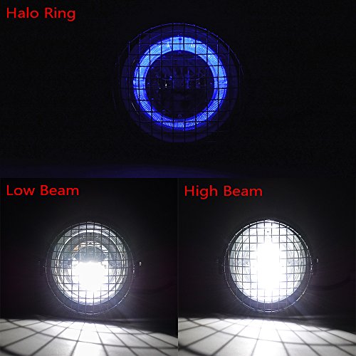 Astra Depot Completed Set 6 1/2" Led Headlight With Halo Ring + Mesh Grill Cover + Side Mount Bracket #TOP2