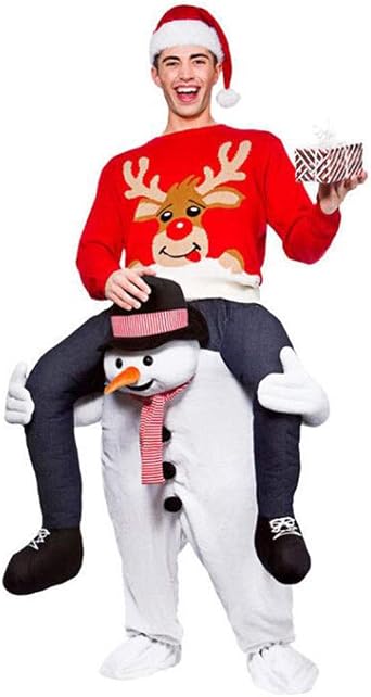 Lormaka Ride On Snowman Mascot Costume Christmas Outfit Xmas Snowman Dress Adult