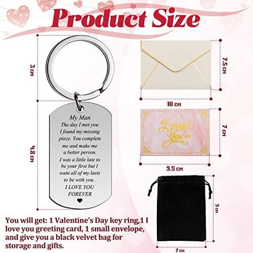 To My Man Valentine Keychain Gifts for Him Anniversary Birthday I Love You Keyring Wedding Valentine's Day Keychain for Boyfriend Husband Fiance Groom Couple Gifts