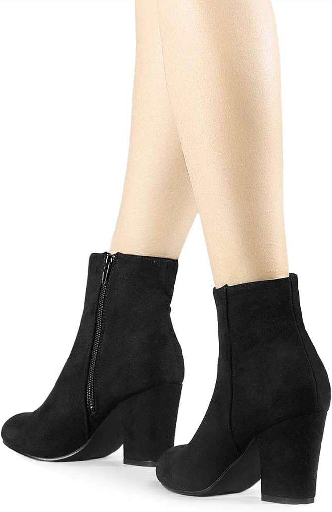 Allegra K Women's Round Toe Side Zip Chunky Heel Ankle Boots - Image 2