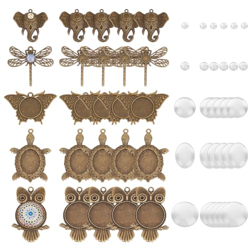 Pendentifs animal pour fabrication de bijoux avec lot de 60 breloques chouette libellule