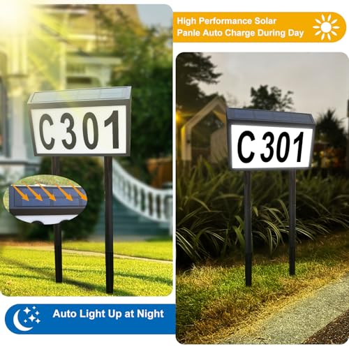 Numéros de maison solaires lumineux étanches pour fixation murale extérieure